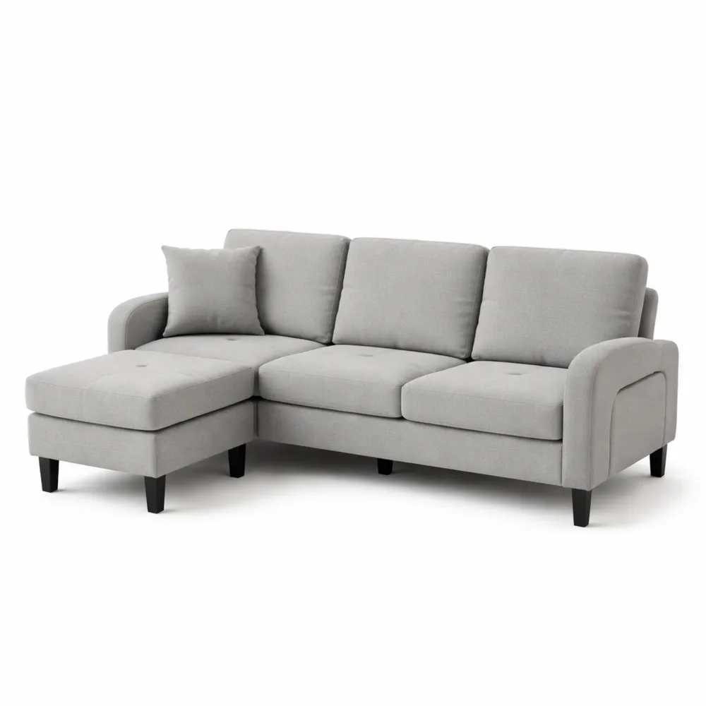 Canapé d'angle en tissu respirant pour salon, 3 places