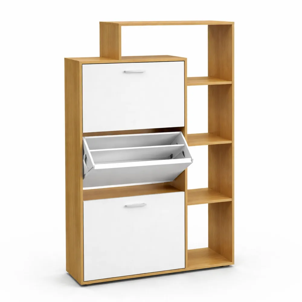 Armoire à Chaussures 3 Portes pour 18 Paires avec Étagère