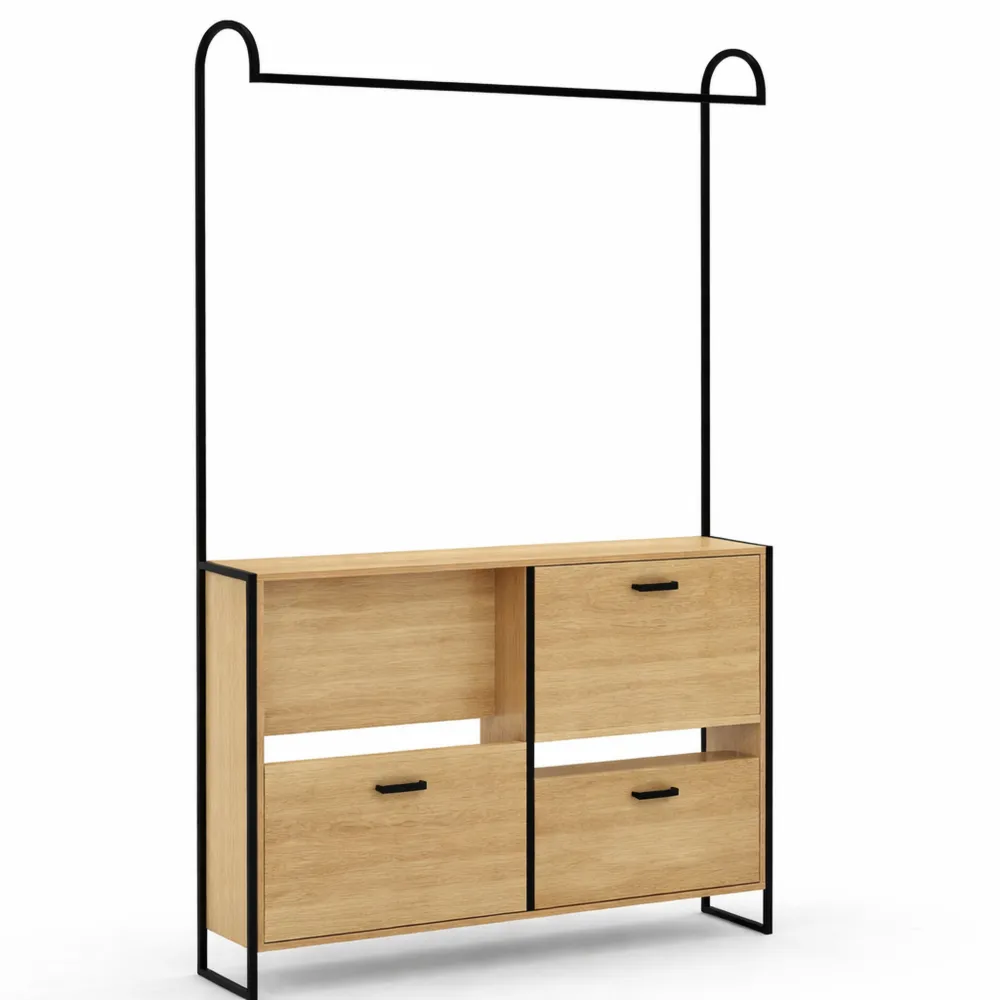 Armoire d'entrée avec Meuble à Chaussures et Portes Design Industriel