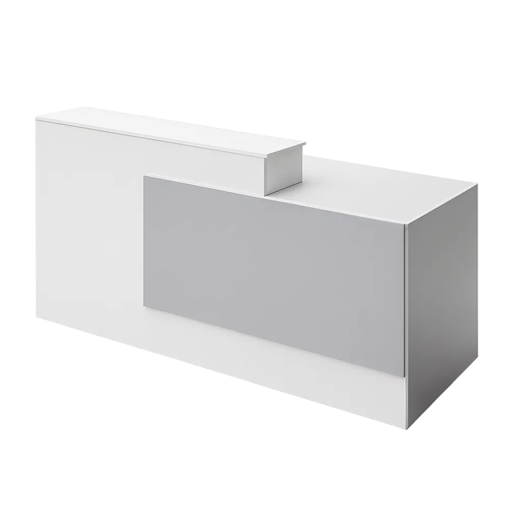 Comptoir d'accueil avec espace de rangement et tiroir verrouillable