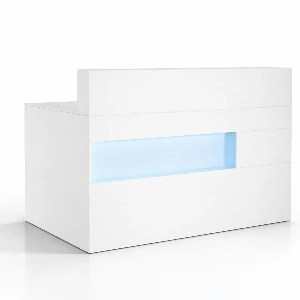 Comptoir d'accueil rectangulaire avec LED et rangements