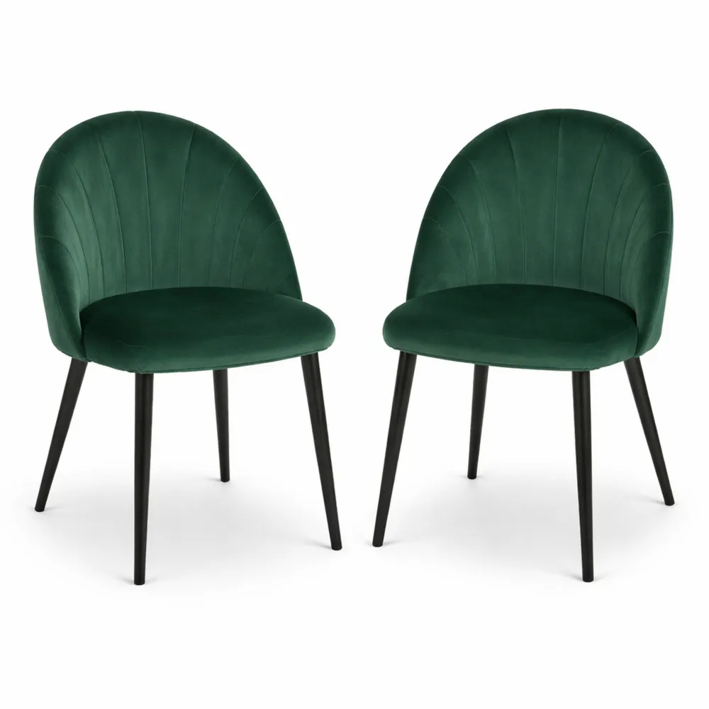 Ensemble de 2 chaises de salle à manger en velours vert