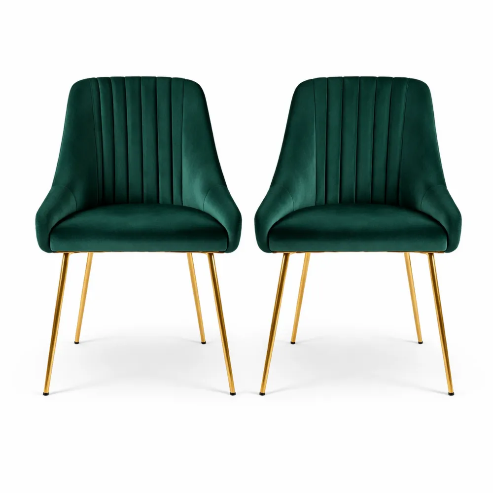 Chaises confort en velours avec pieds dorés