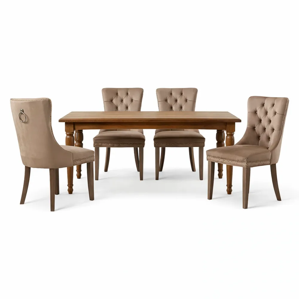 Ensemble de 4 chaises de salle à manger en velours avec dossier haut