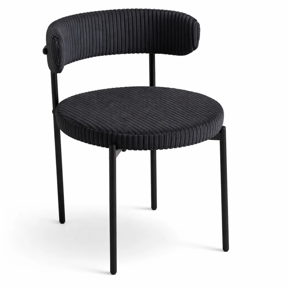 Ensemble de 4 chaises en velours côtelé pour divers espaces intérieurs - Noir