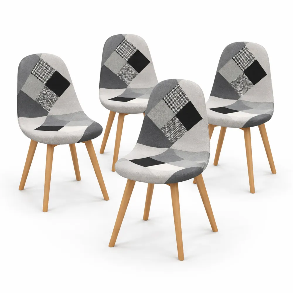 Ensemble de 4 chaises scandinaves au design patchwork