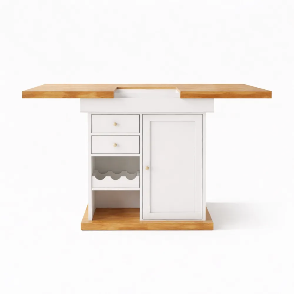 Table à manger extensible avec rangement et étagères réglables