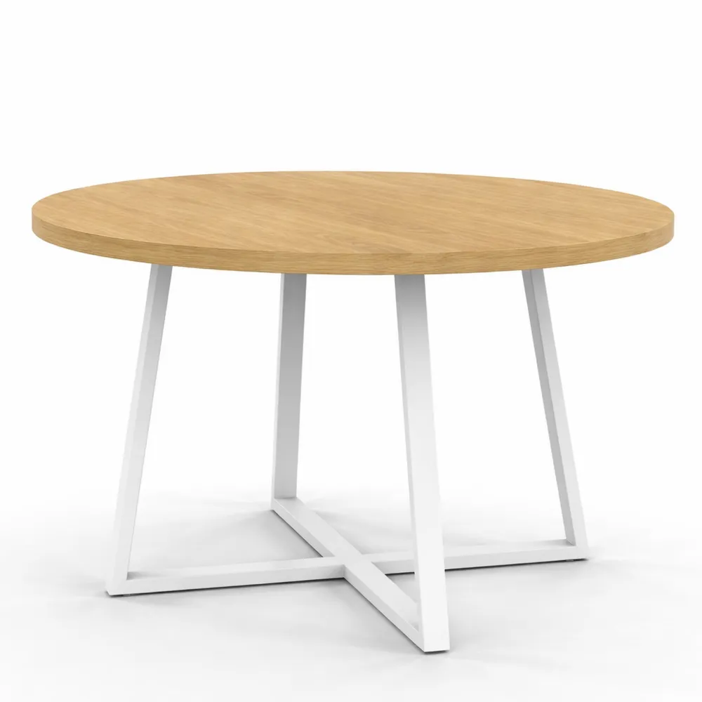 Table à Manger Ronde en Bois Blanc pour 4-6 Personnes