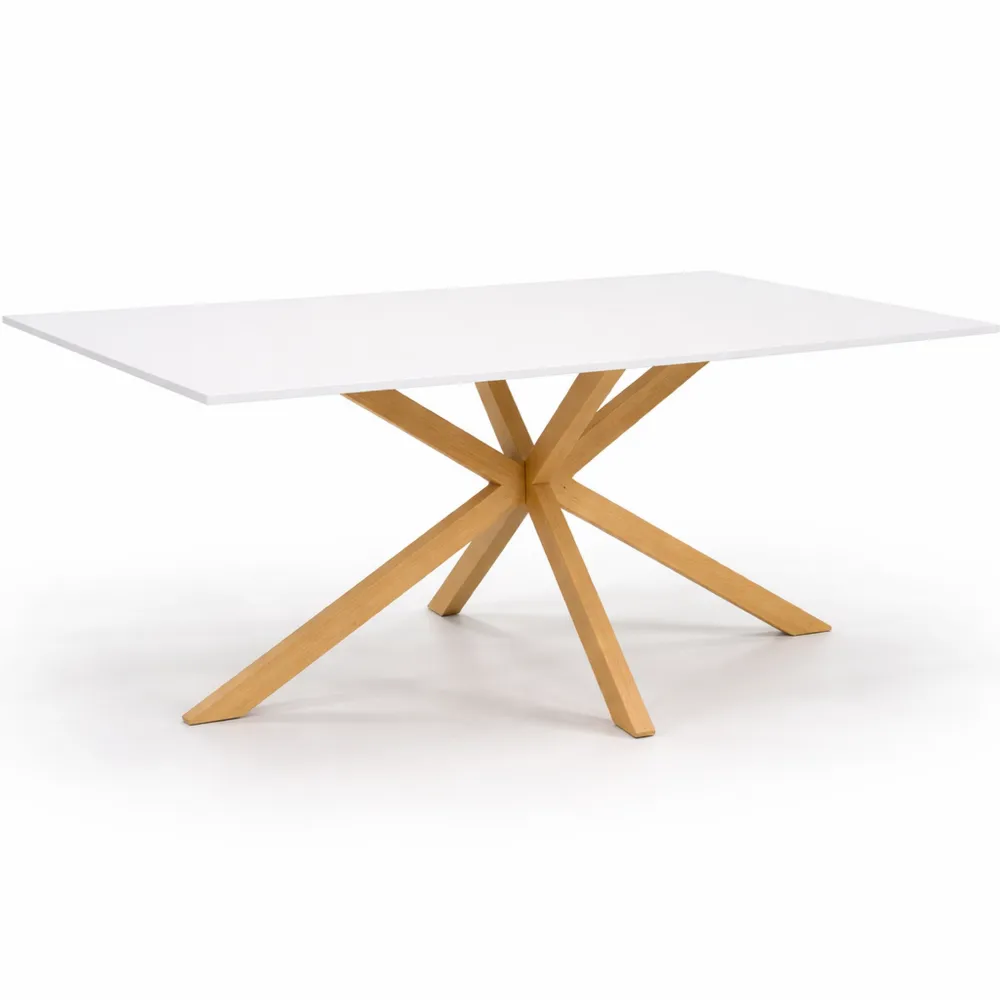 Table à Manger Rectangulaire pour 8 Personnes en Bois et Blanc