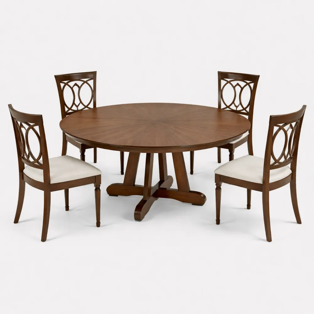 Grande table ronde rustique pour salle à manger