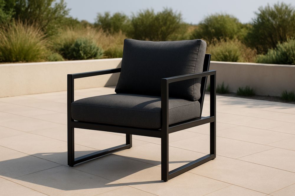 Poltrona in Metallo e Tessuto Grigio per Esterni ed Interni