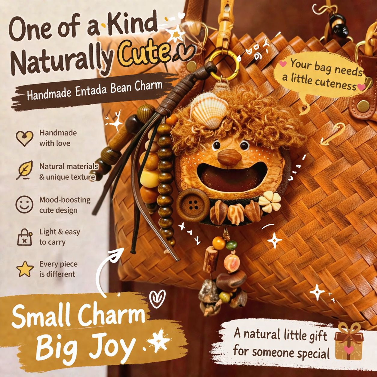 Handmade Entada Single Bean Pod Ornament