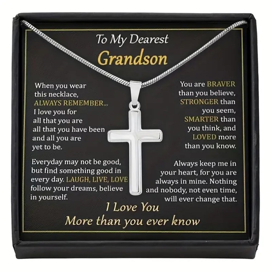 To My Grandson Cross Necklace — A Meaningful Gift Of Faith & Love