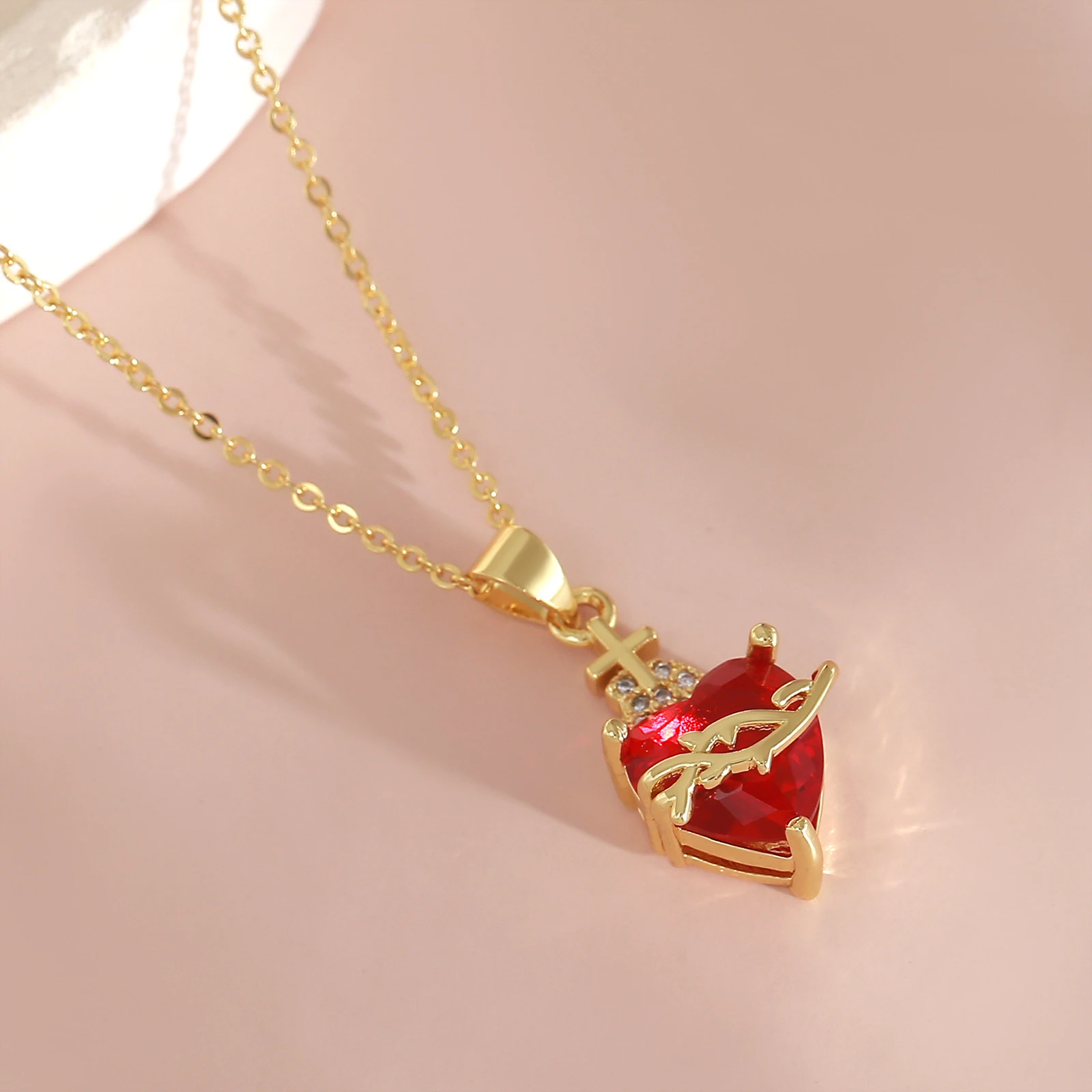 Love And Faith Heart Cross Necklace