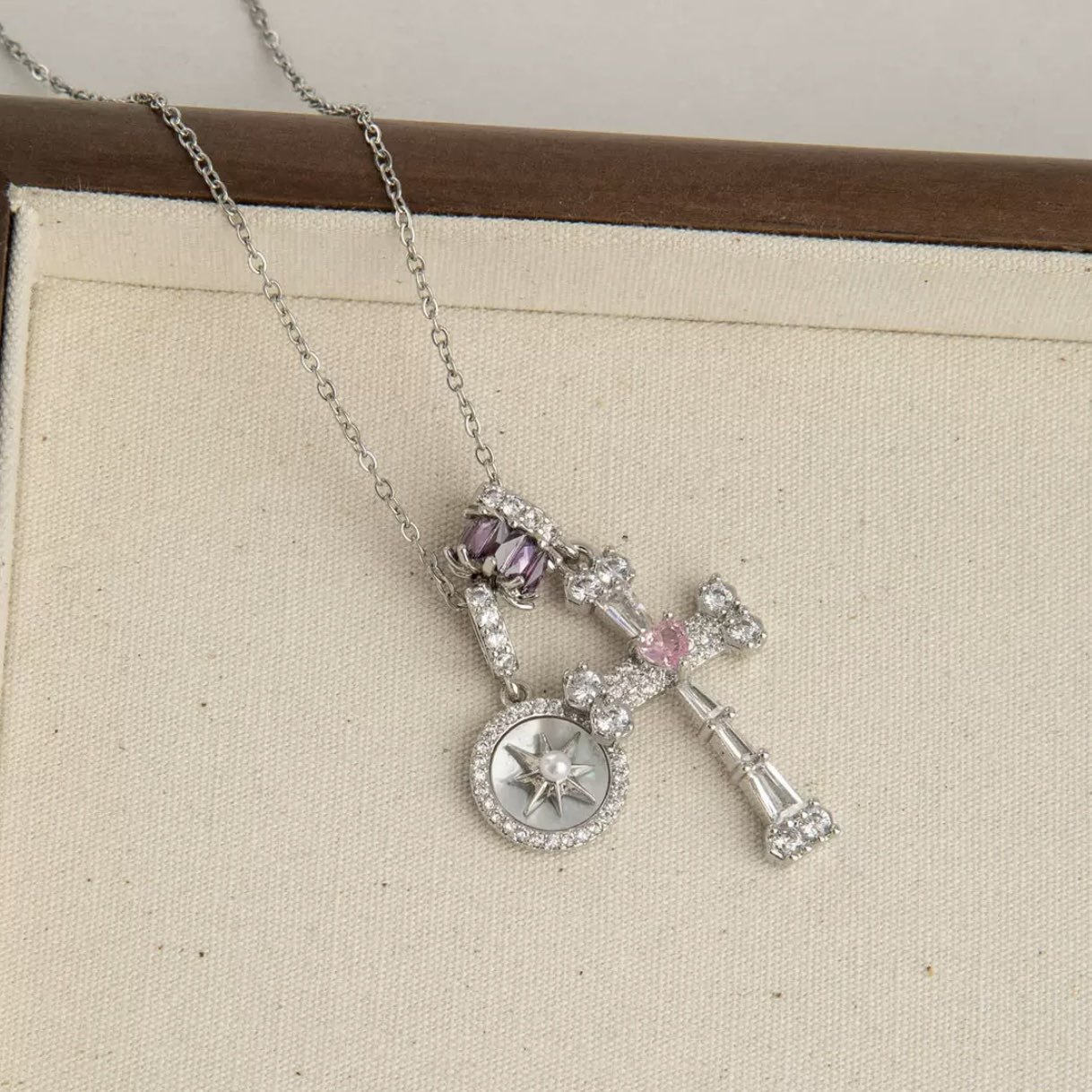 Celestial Star & Cross Charm Necklace