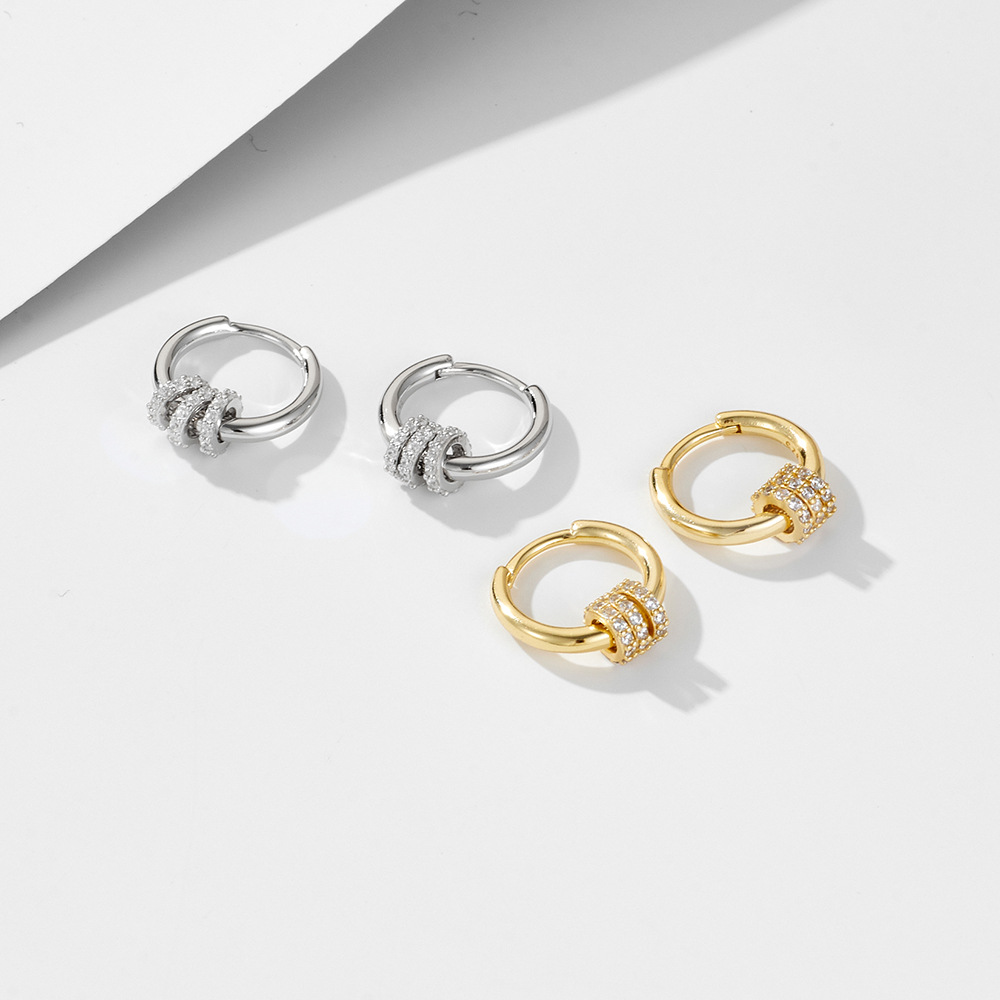 Triple Ring Huggie Earrings
