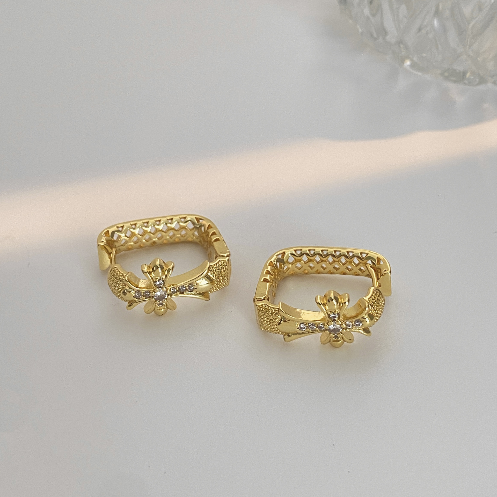Sculpted Cross Huggie Earrings