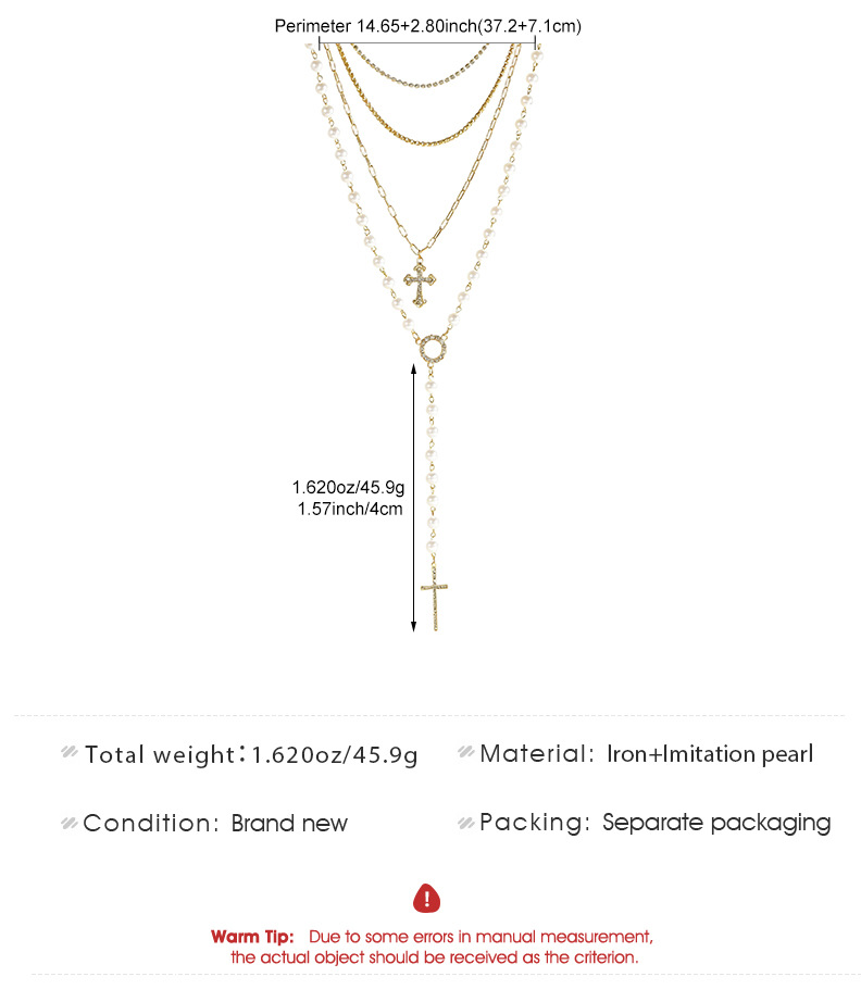 Grace Layered Cross & Pearl Necklace
