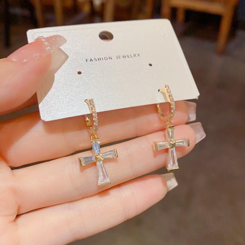 Starburst Cross Drop Earrings