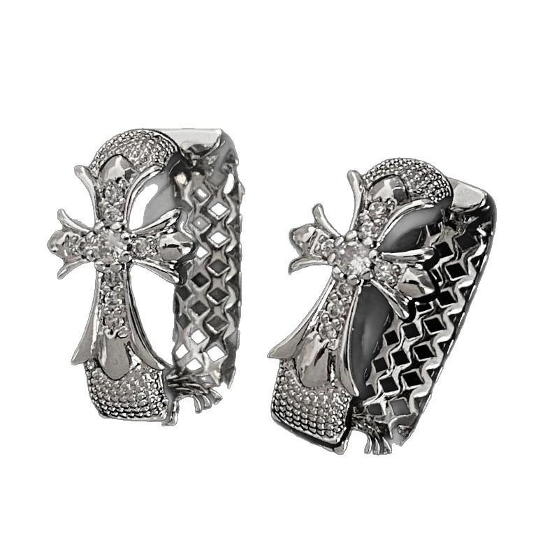 Sculpted Cross Huggie Earrings