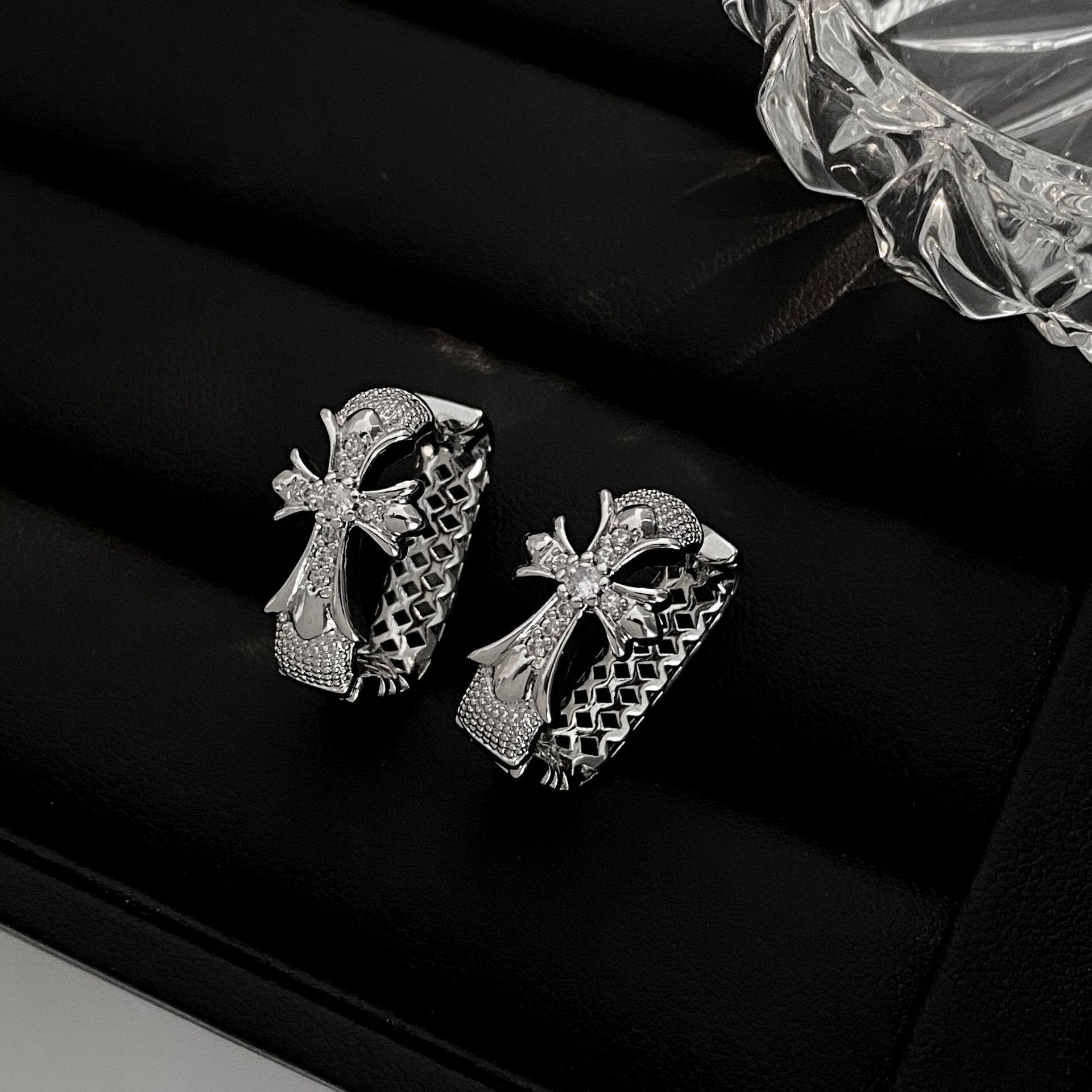 Sculpted Cross Huggie Earrings