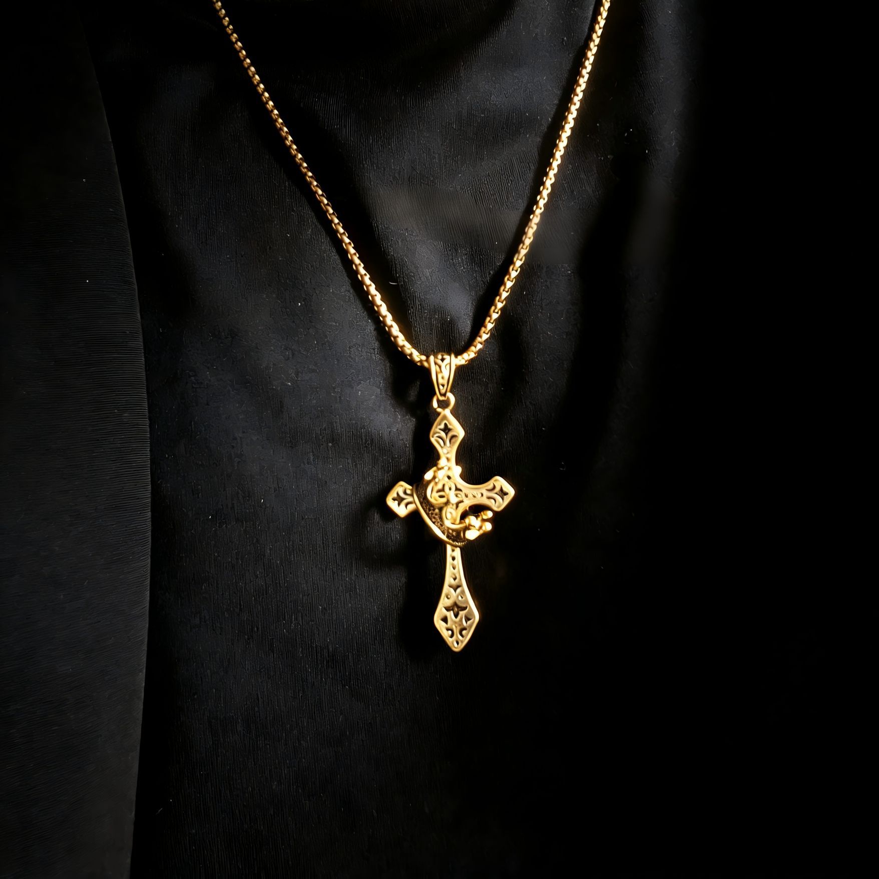 Royal Crown Cross Pendant Necklace
