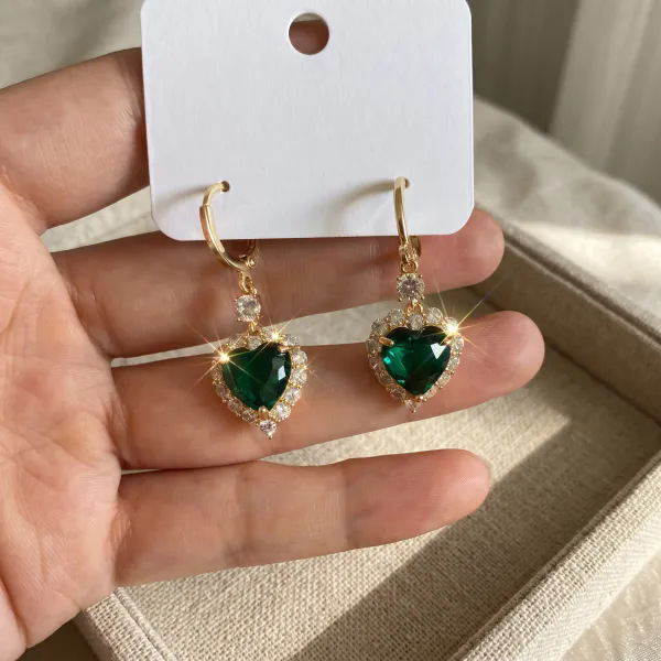 Ocean Heart Sparkle Drop Earrings