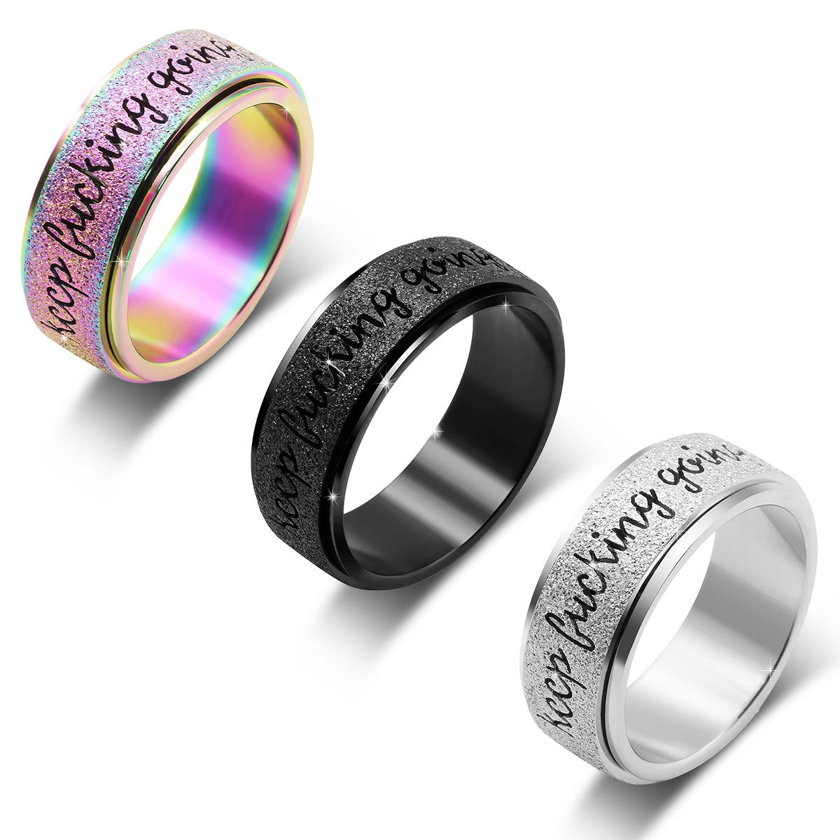 Sand Finish Motivational Rotate Ring Daily Self Reminder