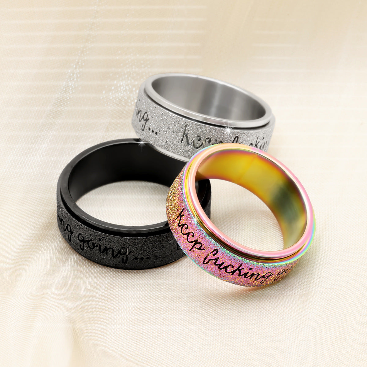 Sand Finish Motivational Rotate Ring Daily Self Reminder