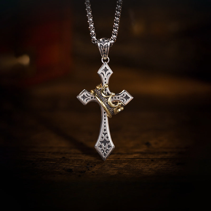 Royal Crown Cross Pendant Necklace