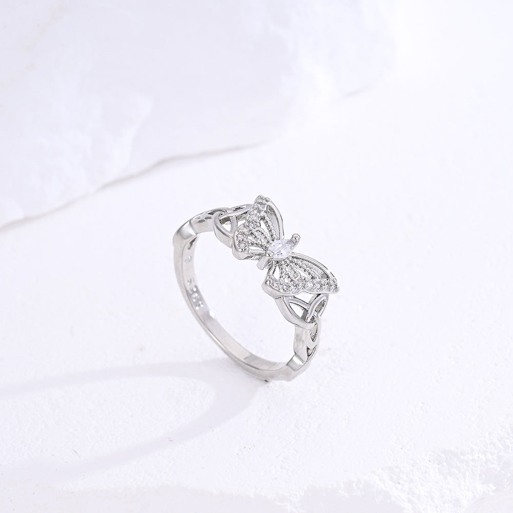 Women's Zirconia Butterfly Triangle Ring