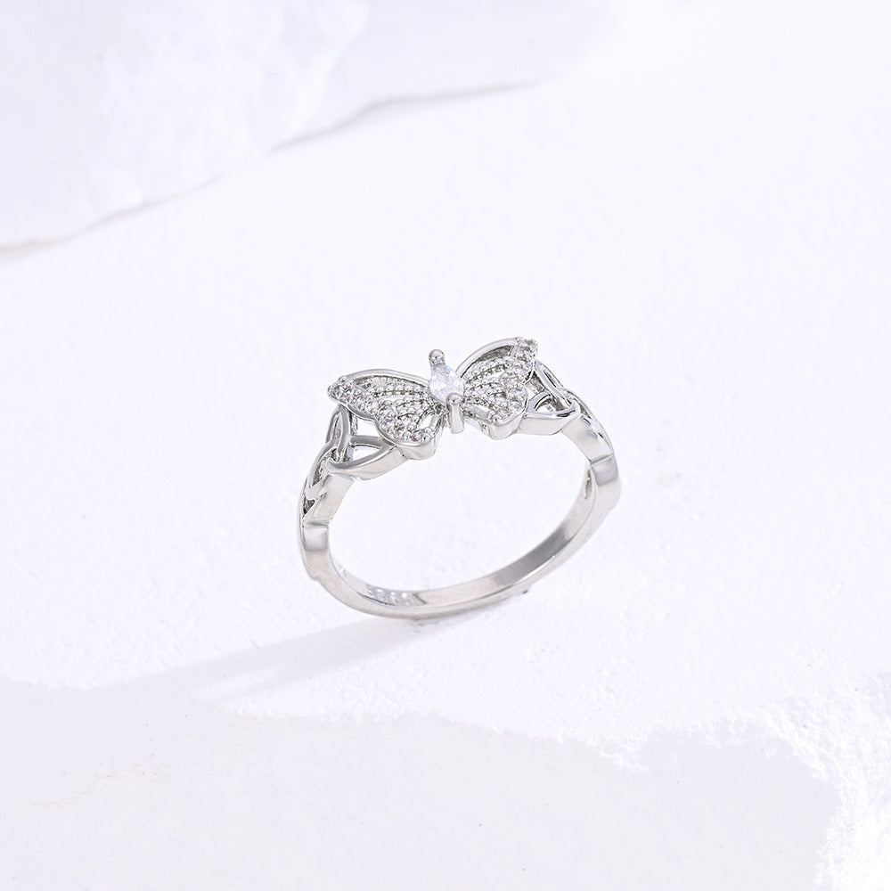 Women's Zirconia Butterfly Triangle Ring