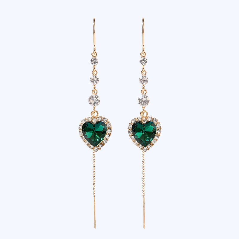Threader Earrings Heart Tassel Date Night