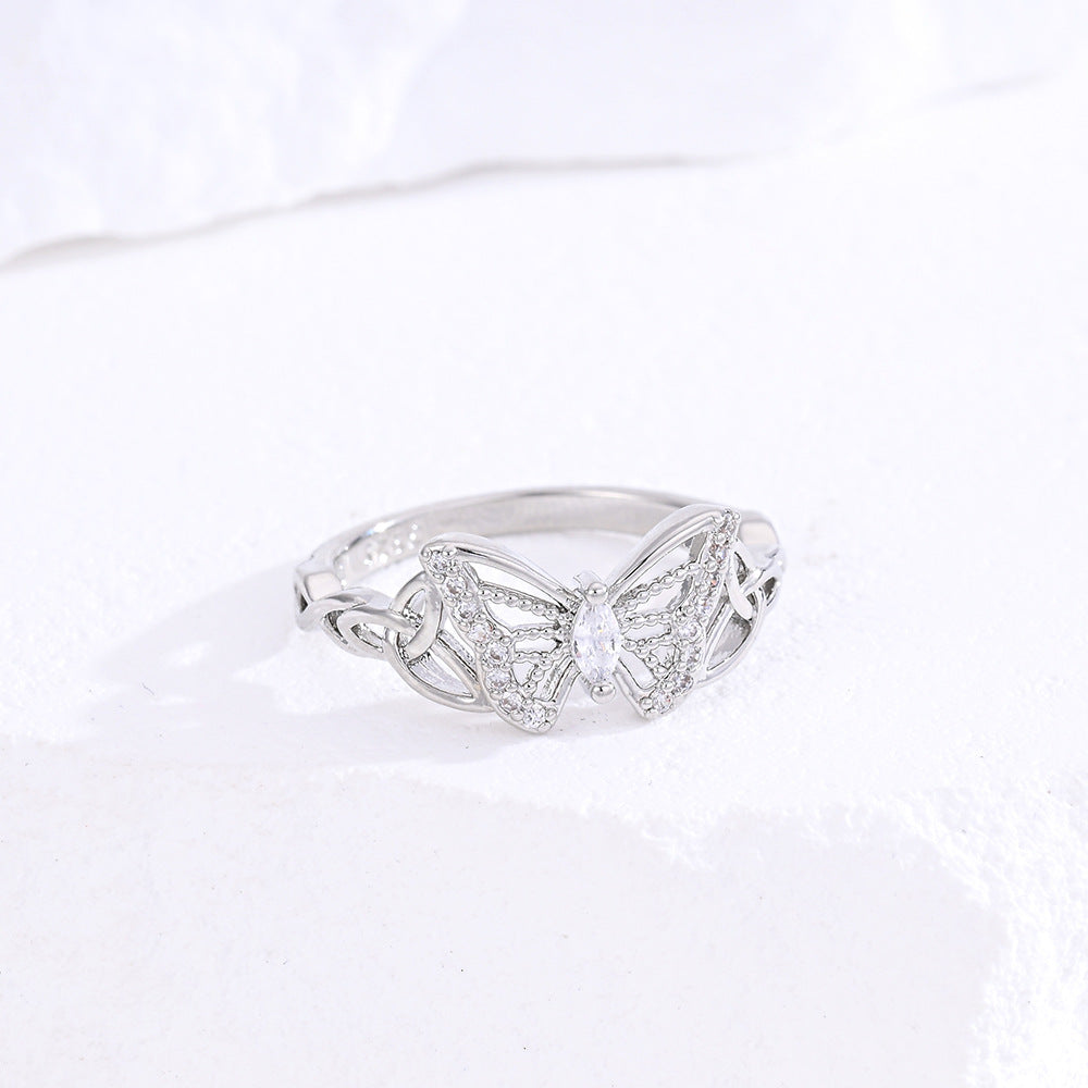 Women's Zirconia Butterfly Triangle Ring
