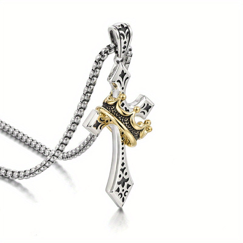 Royal Crown Cross Pendant Necklace