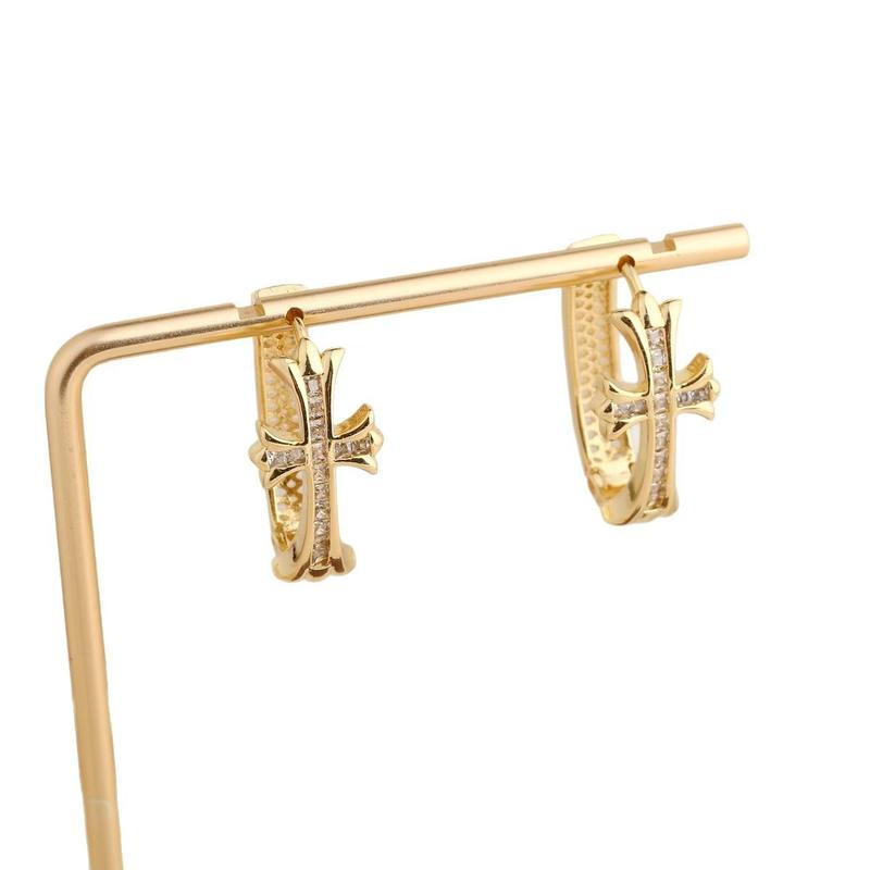 Faith Sparkle Cross Hoop Earrings