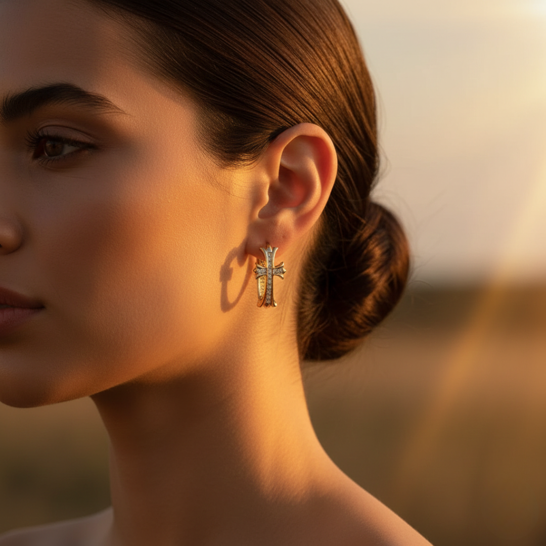 Faith Sparkle Cross Hoop Earrings