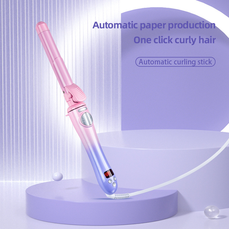 Curling Iron Automatic Curling Iron Ceramic Material Does not harm Hair Temperature Display Pink 