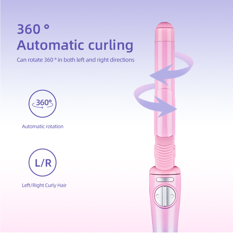 Curling Iron Automatic Curling Iron Ceramic Material Does not harm Hair Temperature Display Pink 