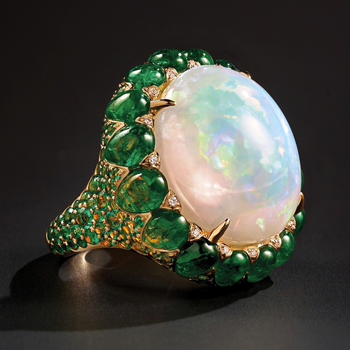 16ct Oval Cabochon Opal Birthstone Ring