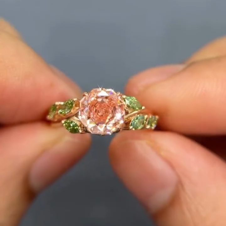 2ct Rose-Cut and Marquise-Cut Pink Sapphire Rose Petal Ring