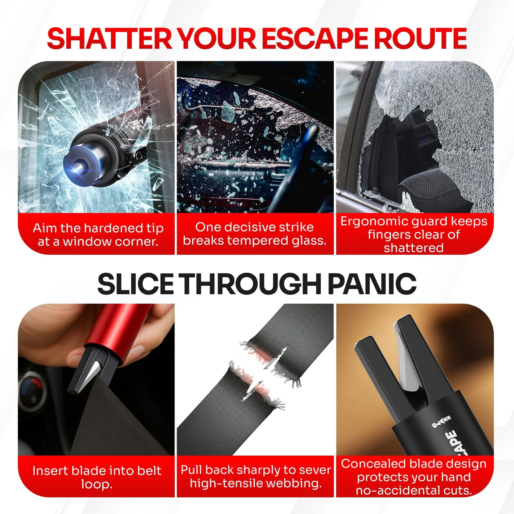 Emergency Safety Hammer, Window Breaker, Seat Belt Cutter Rescue Tool
