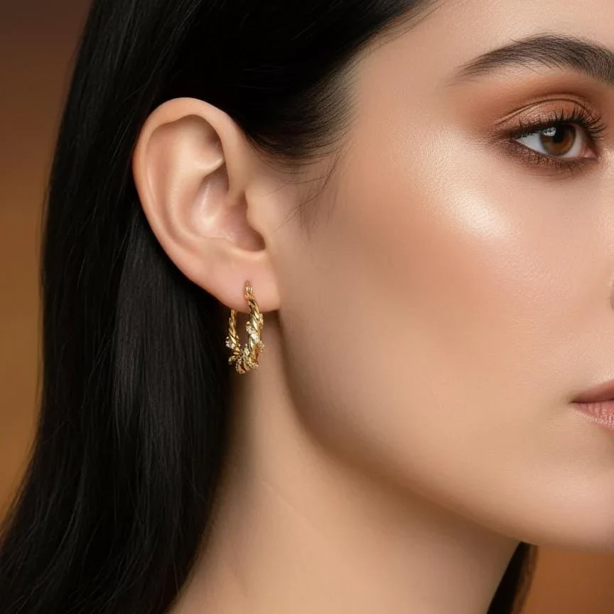 Minimalist Twisted Zircon Hoop Earrings For Ladies