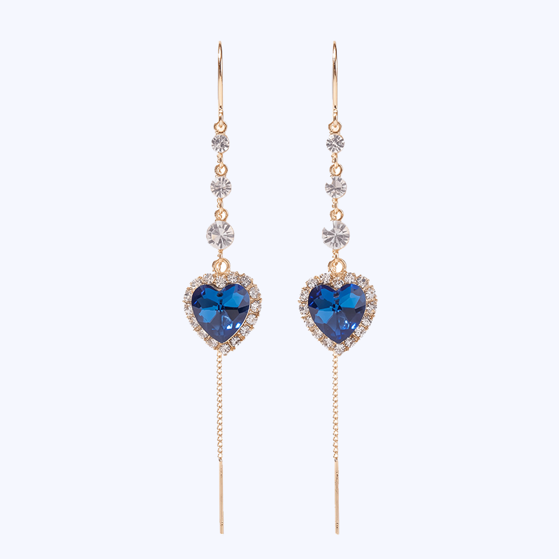 Threader Earrings Heart Tassel Date Night
