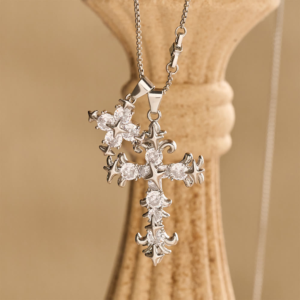 Double Cross Zircon Necklace — A Symbol Of Faith & Grace