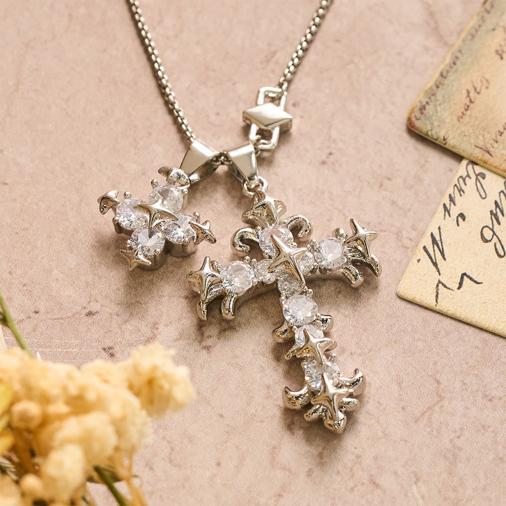 Double Cross Zircon Necklace — A Symbol Of Faith & Grace