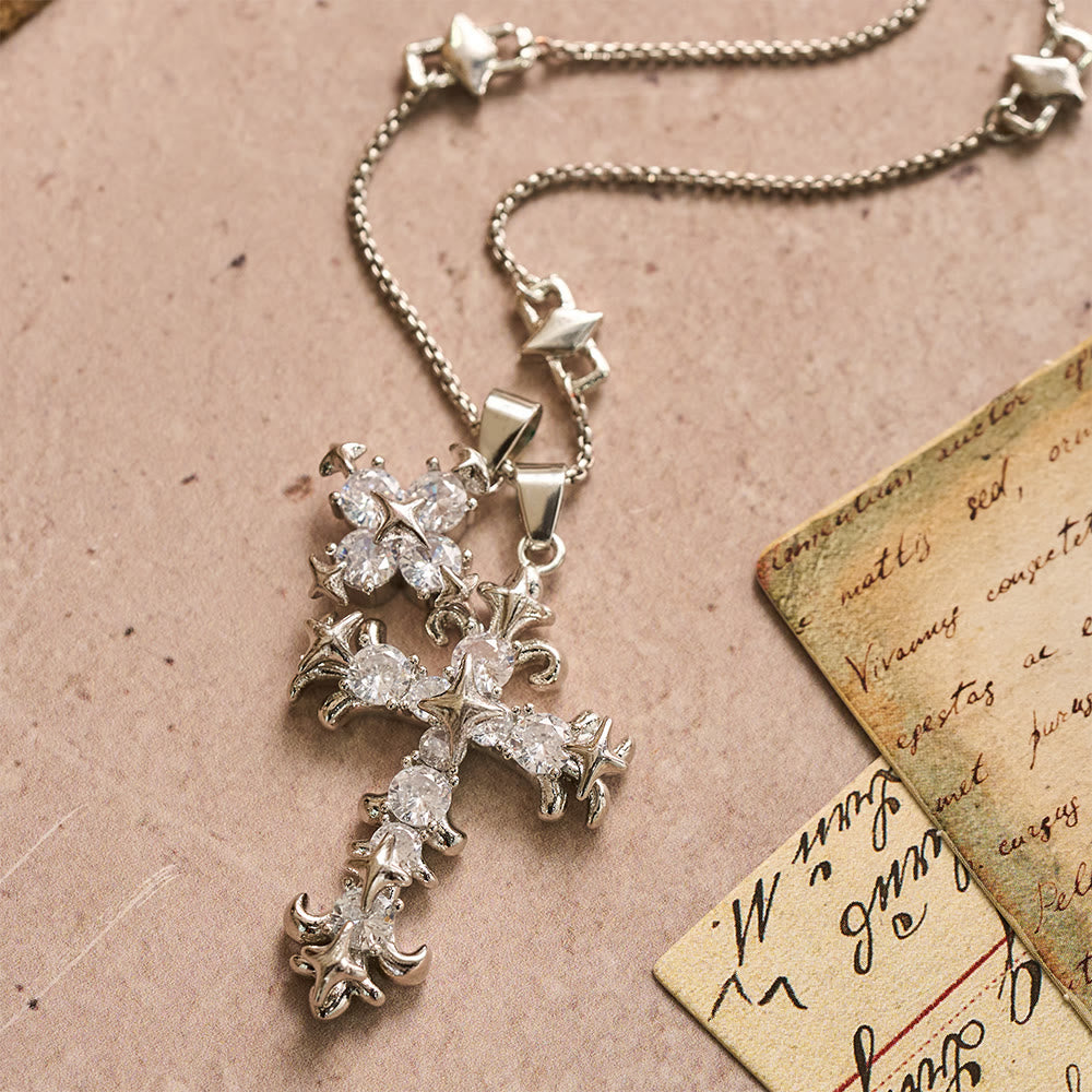 Double Cross Zircon Necklace — A Symbol Of Faith & Grace