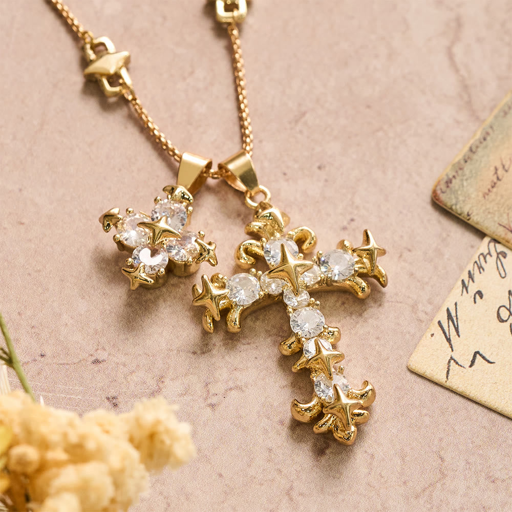 Double Cross Zircon Necklace — A Symbol Of Faith & Grace