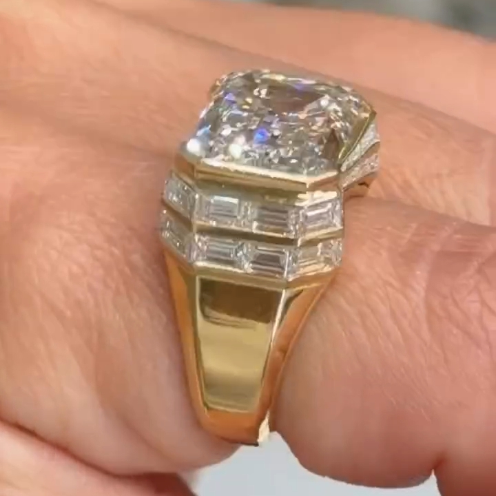 9ctw Emerald-Cut Art Deco-Style Sapphire Engagement Ring