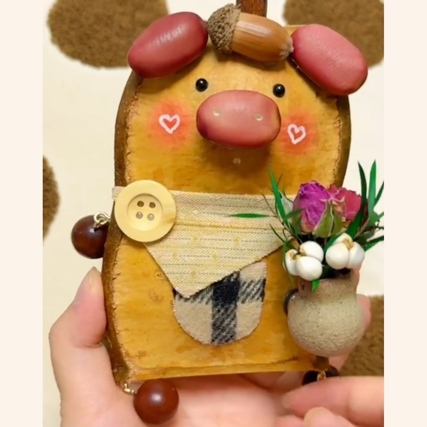 Double-Sided Pig Pod Doll – Bloom Vase Edition